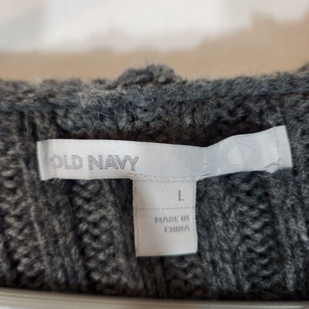 Old Navy Cable Knit Buttoned Cardigan W/ Belt Large Lamb's Wool Blend Casual Y2K - Picture 2 of 7